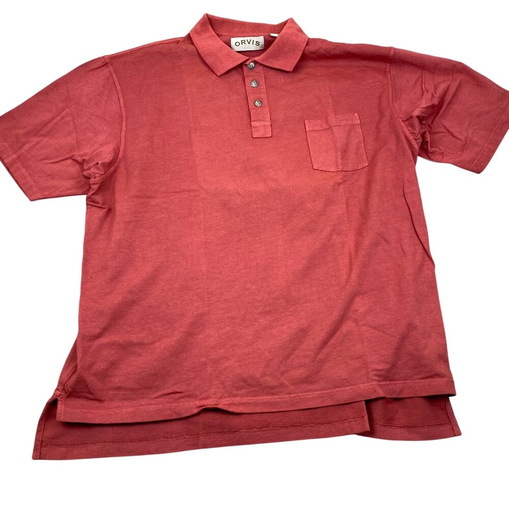 Orvis Mens Polo Shirt Size XXL Salmon Cotton Pocket Short Sleeve Casual Classic